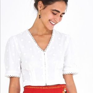 NWOT XS Farm Rio Harmonia ladies white top
